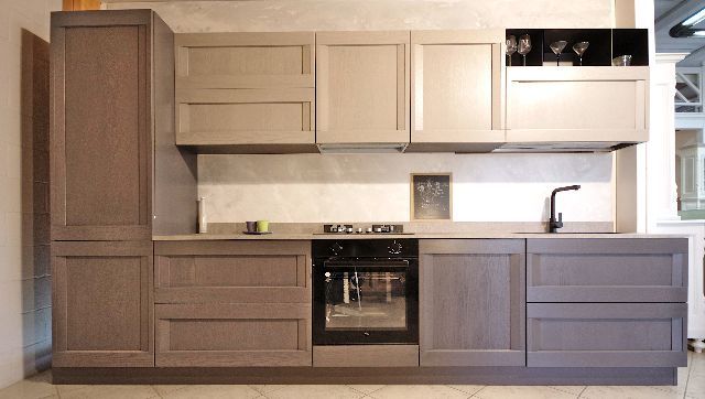 Cucina Parete Marrone e Beige - Moderno  